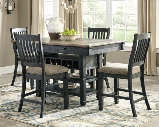 Tyler Creek Counter Height Dining Table And 4 Barstools, Black/Gray