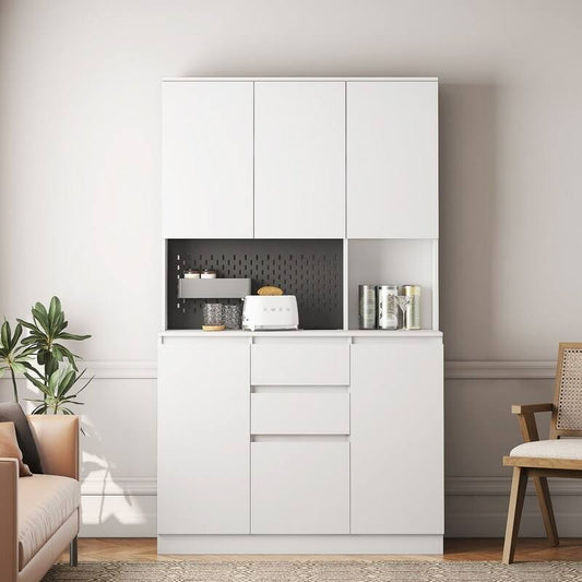 74 Freestanding Kitchen Pantry Cabinet Cupboard With 6 Doors,3 Shelves And 1 Drawer,Versatile Wardrobe & Kitchen Cabinet