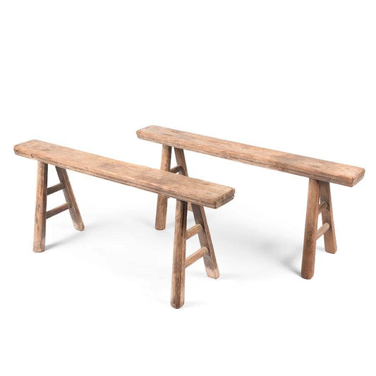 Vintage Elm Wood Bench | Canggu Home, 43-48 Inches