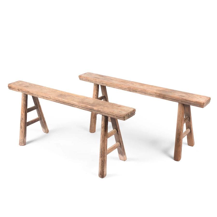 Vintage Elm Wood Bench | Canggu Home, 49-54 Inches