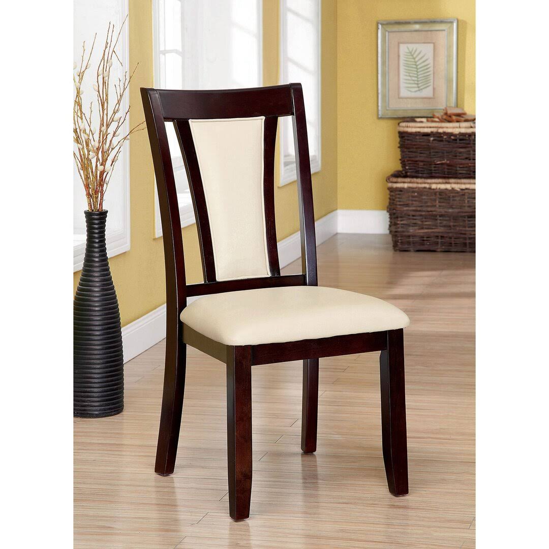 Slat Back Side Chair In Beige  Upholstery