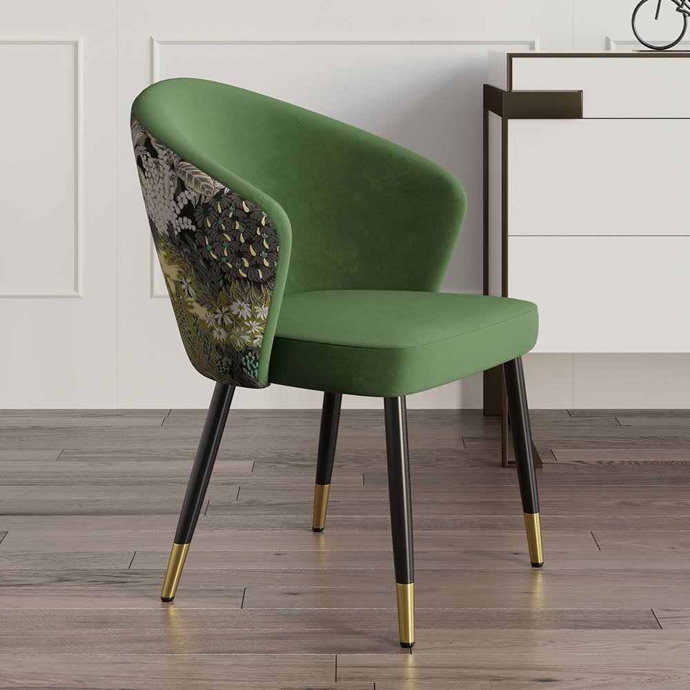 Velvet Dining Chair Modern Arm Chair In Gold & Black