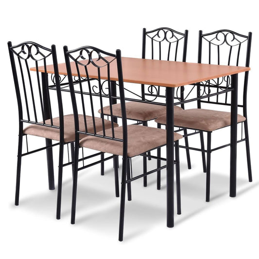 5 Pieces Wood Dining Set With Table And 4 Chairs