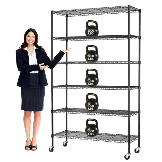 6-Tier Storage Shelf Wire Shelving Unit Nsf Certified Storage Rack 48 W X 18 D X 82 H 2100lbs Capacity Adjustable Layer Heavy Duty Metal Rack Stee