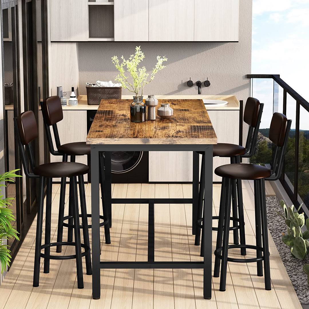 5 Piece Kitchen & Dining Room Set With 4 Stools 17 Stories Table Top