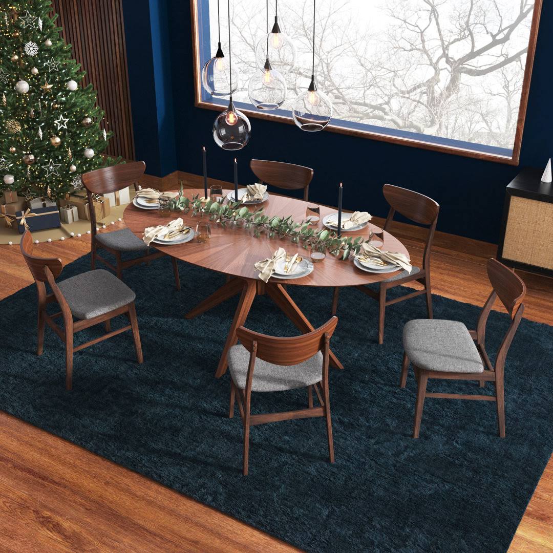 7-Piece Walnut Finished Dining Set Allmodern