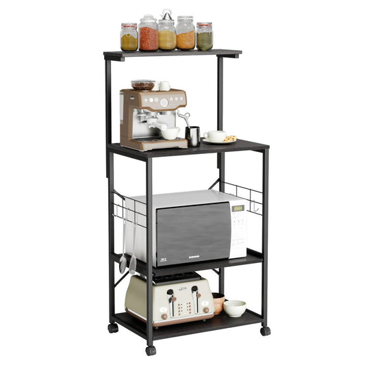 23.62 Wood Kitchen Carts & Baker Rack With Adjustable Shelf Steelside Finish