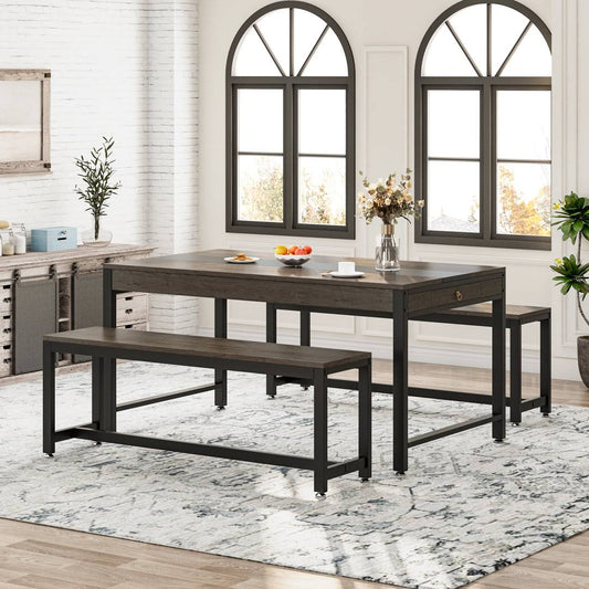 6-Person Dining Set With Sided Drawer 17 Stories Table Top