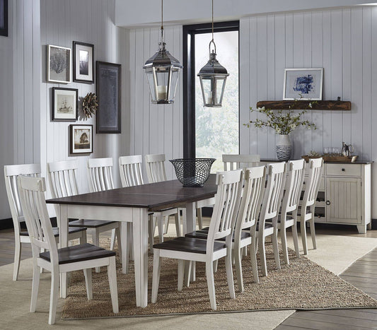 Toluca Chalk And Cocoa Bean 132 Extendable Rectangular Leg Dining Room Set