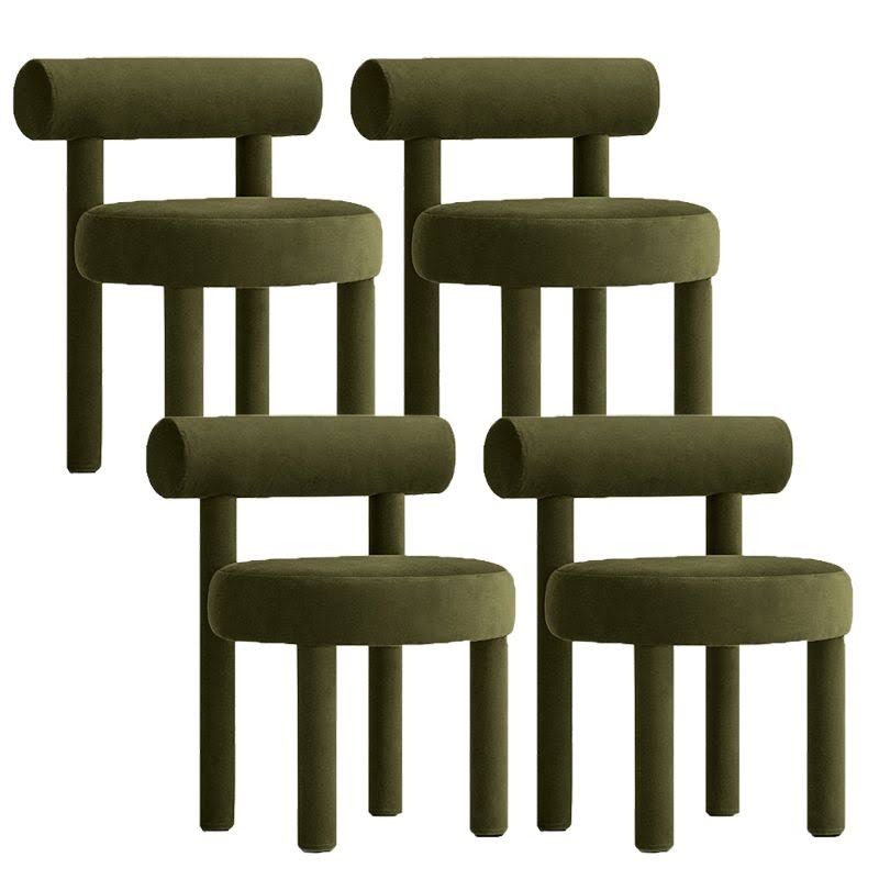 Velvet Dining Side Chair Contemporary Indoor Dining Chair - 4 Piece Set Army Green