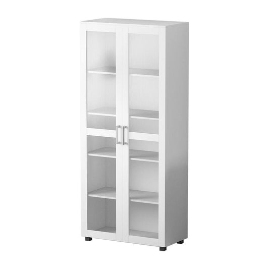 72 In. H White Wood 2-Door Accent Cabinet With 4-Tier Shelves Kitchen Pantry Cupboard Storage Cabinet