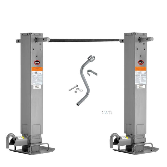 Tandem 12,000 Lbs. Square Trailer Jack 26 Lift Drop Leg Spring Return Pin On Front W/ Crank & Cross Shaft Tube