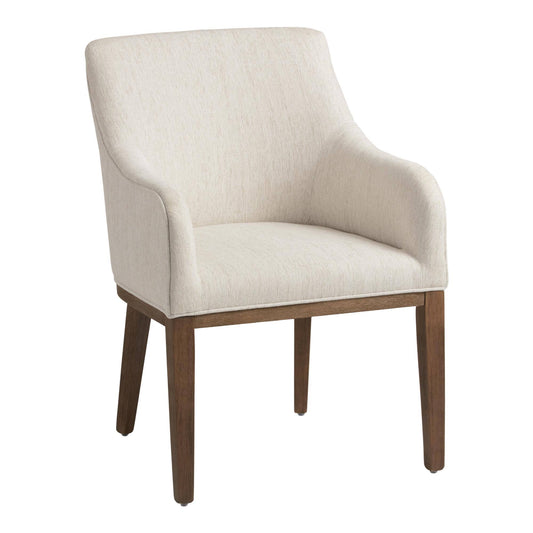 Upholstered Dining Armchair: White/Natural - Fabric By