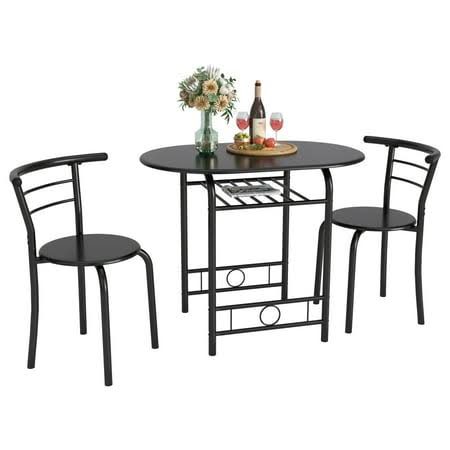 3 Piece Wood And Metal Dining Set Small Dining Table For 2 ,For Living Room