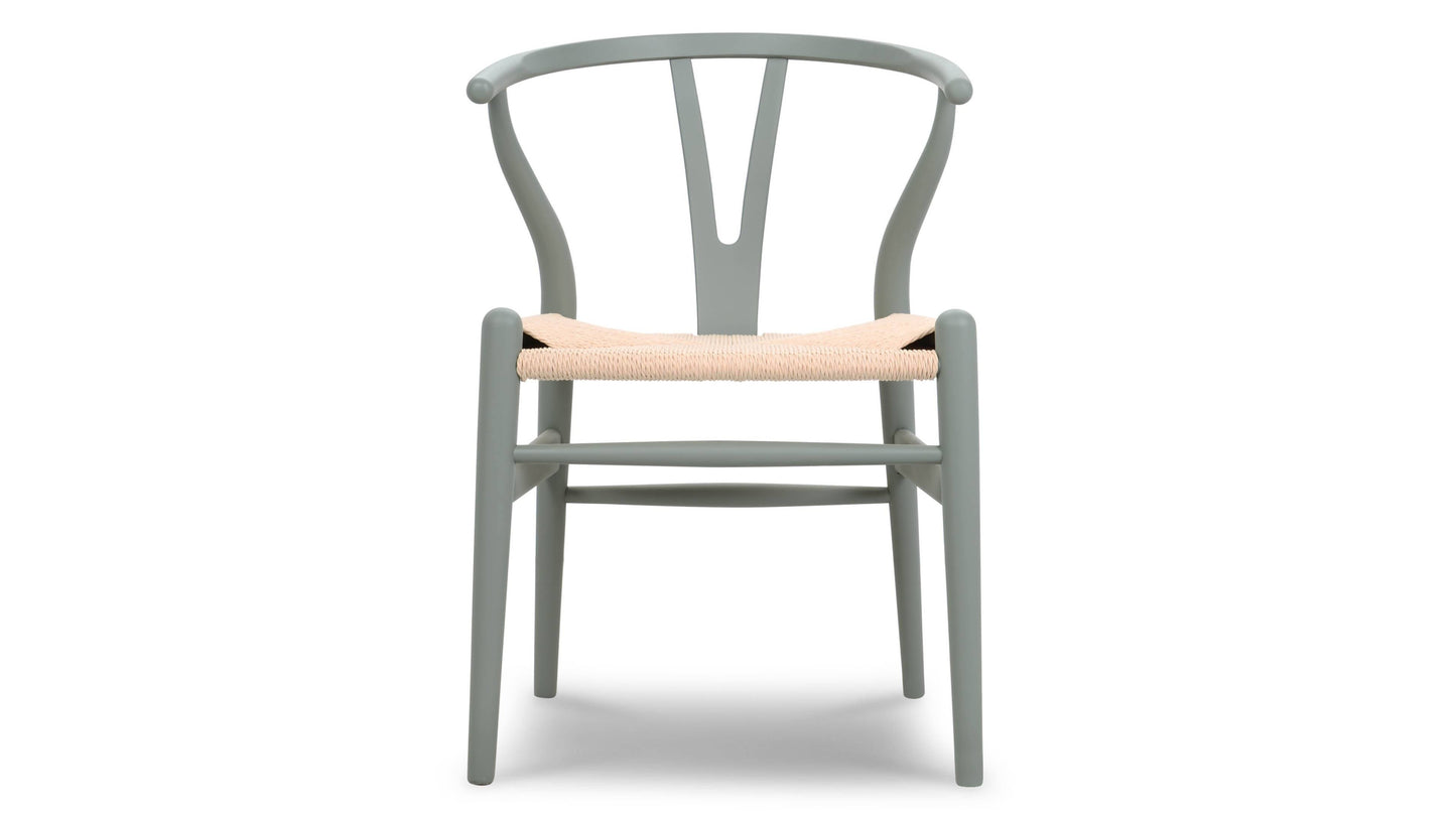 Style Dining Chair, Hans Wegner, Green, Painted Beech Wood/Danish Paper Cord Seat, Replica