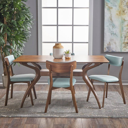 4 Person Solid Wood Dining Set George Oliver Chair