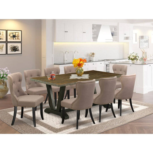 8 Person Acacia Solid Wood Dining Set Table Top