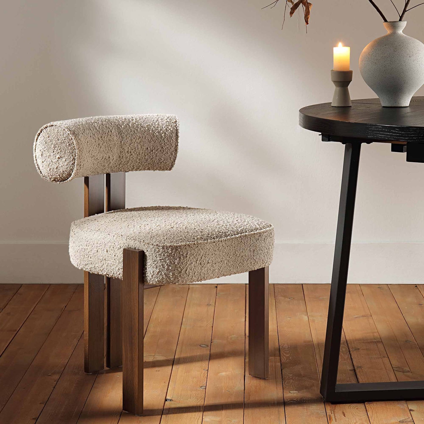 Taupe Boucle Dining Chair - Daals - Dining Chairs