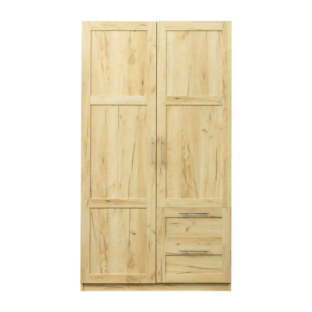 70.87 In. H Oak Freestanding Kitchen Cabinet Accent Storage Cabinet With 2 Doors And 2 Drawers