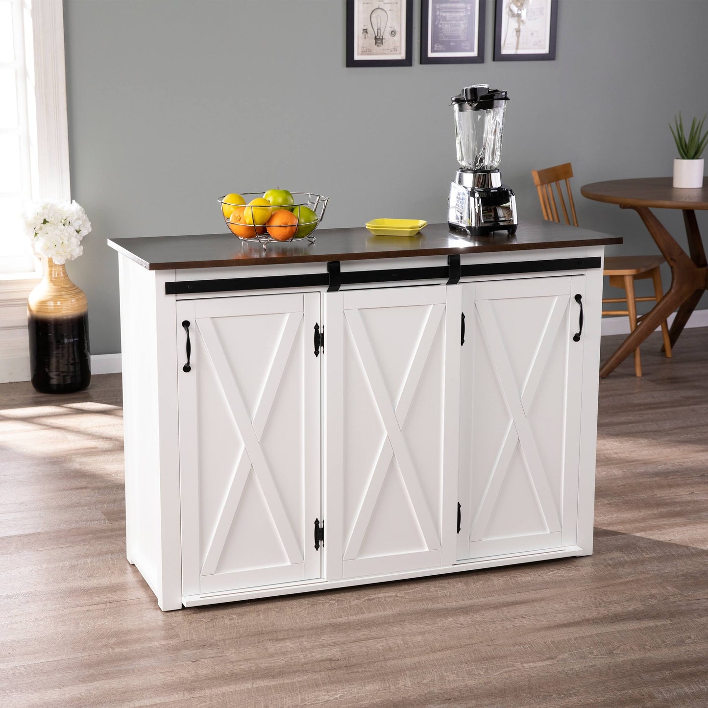 Southern Enterprises Furniture Weaverdon Barn-Door Kitchen Island