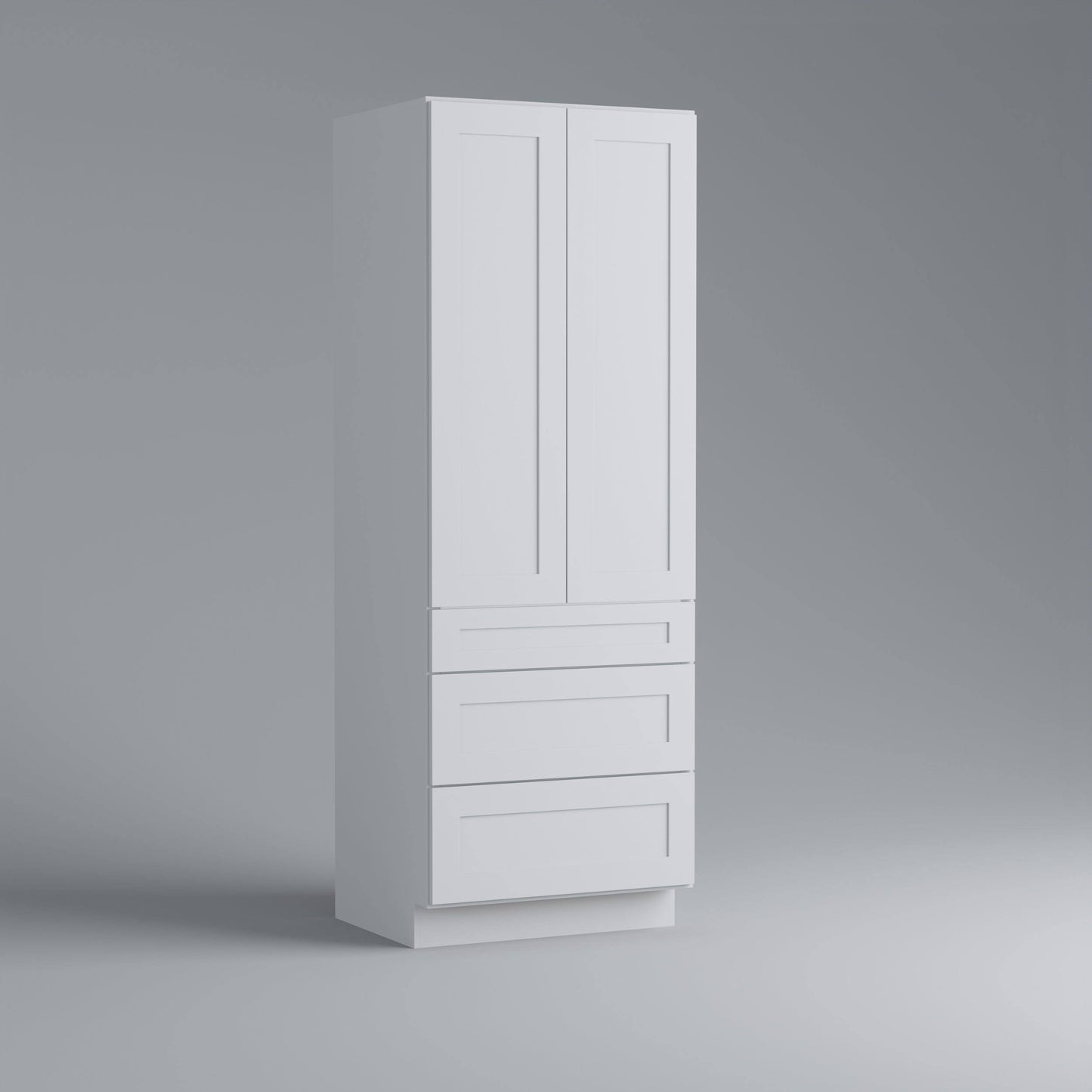 Three-Drawer Pantry Tall Utility Cabinet 30 To 36 W X 84 To 90 H X 24 D