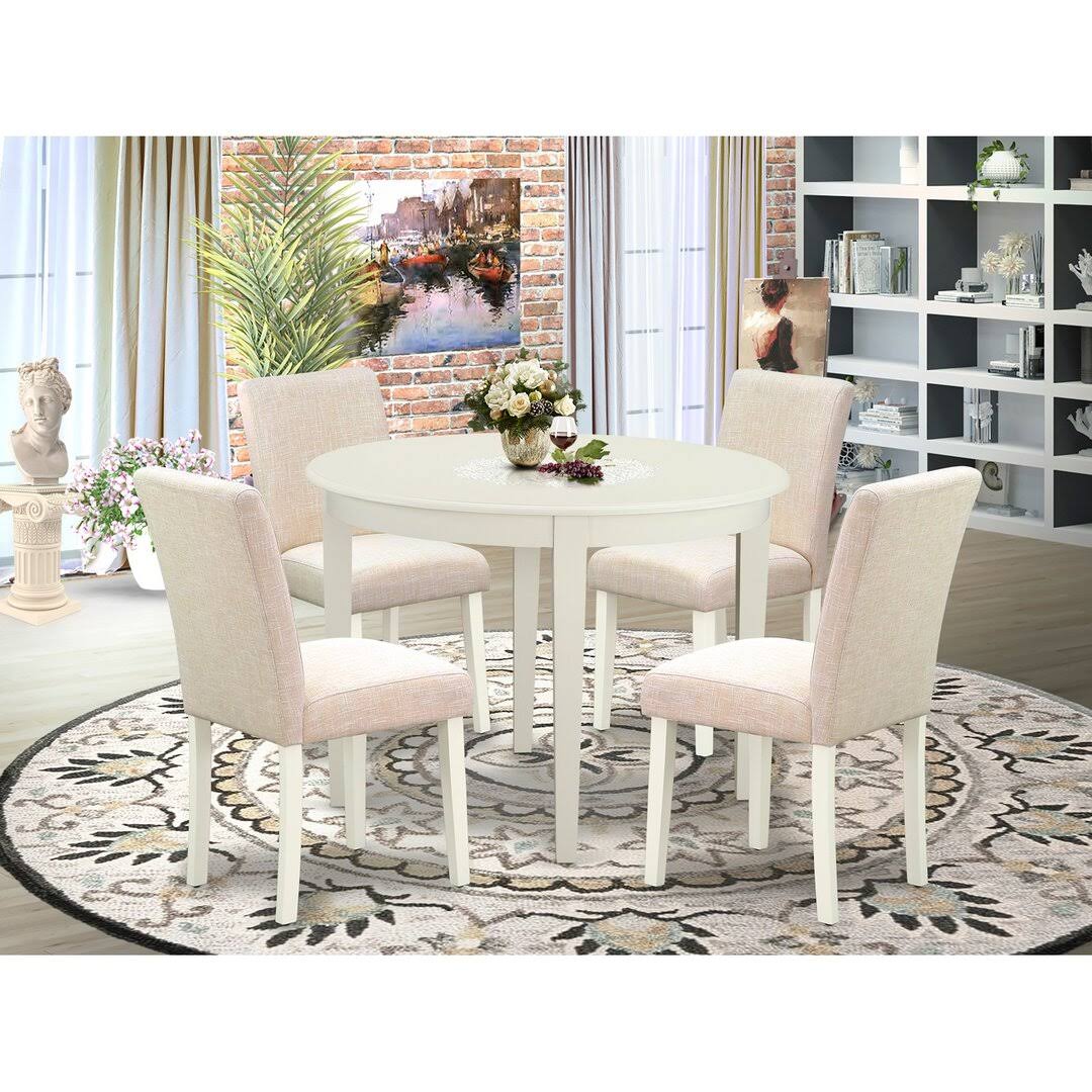 5 Piece Solid Wood Rubberwood Dining Set