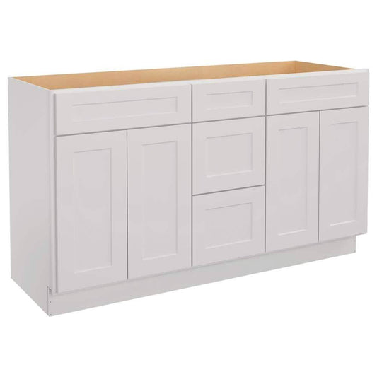 60-In W X 21-In D X 34.5-In H In Shaker Dove Plywood Ready To Assemble Floor Vanity Sink Base Kitchen Cabinet