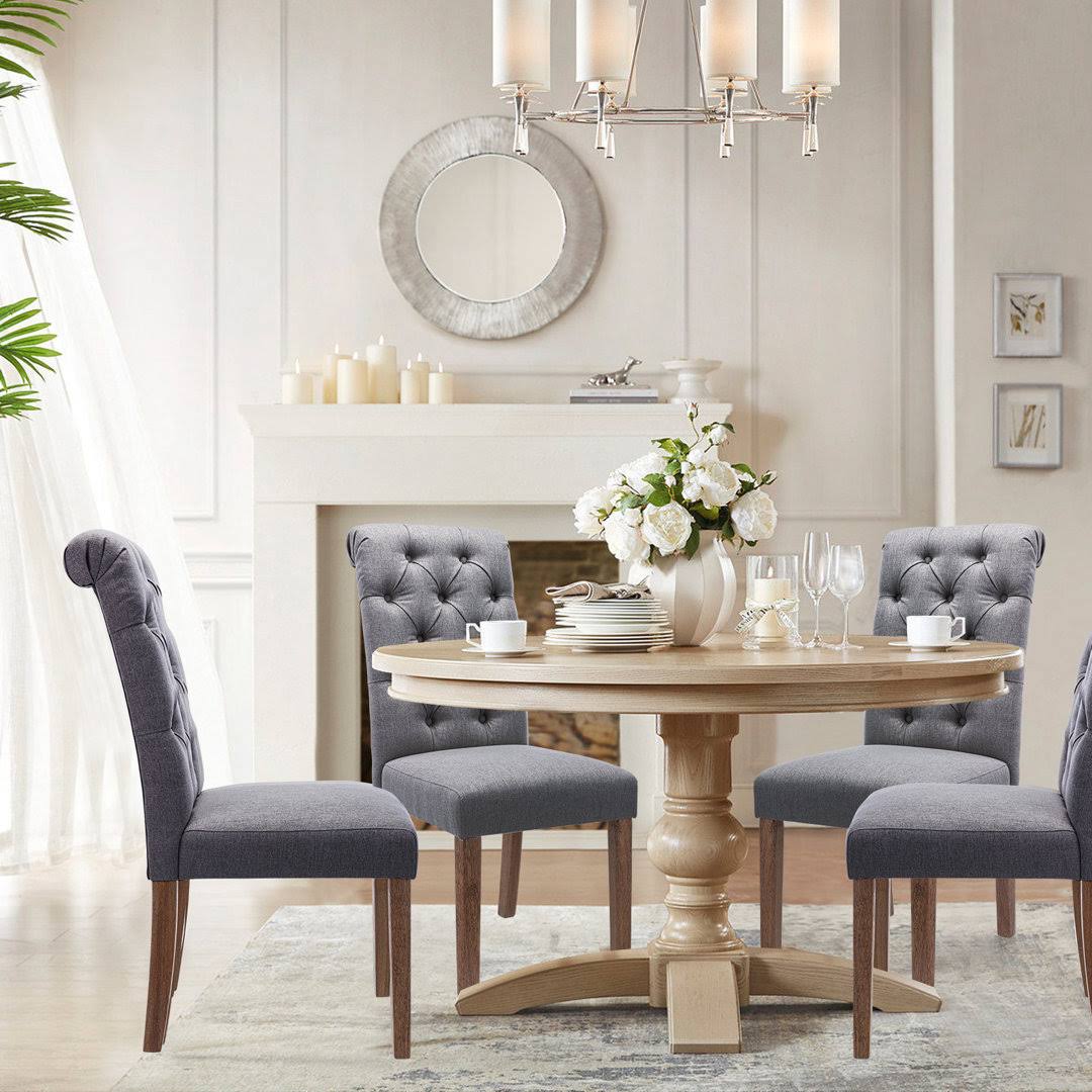 Tufted Wooden Dining Side Chairs  Upholstery