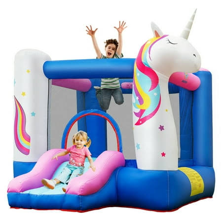 Slide Bouncer Inflatable Jumping Castle Basketball Game Without Blower, Size: 106, White