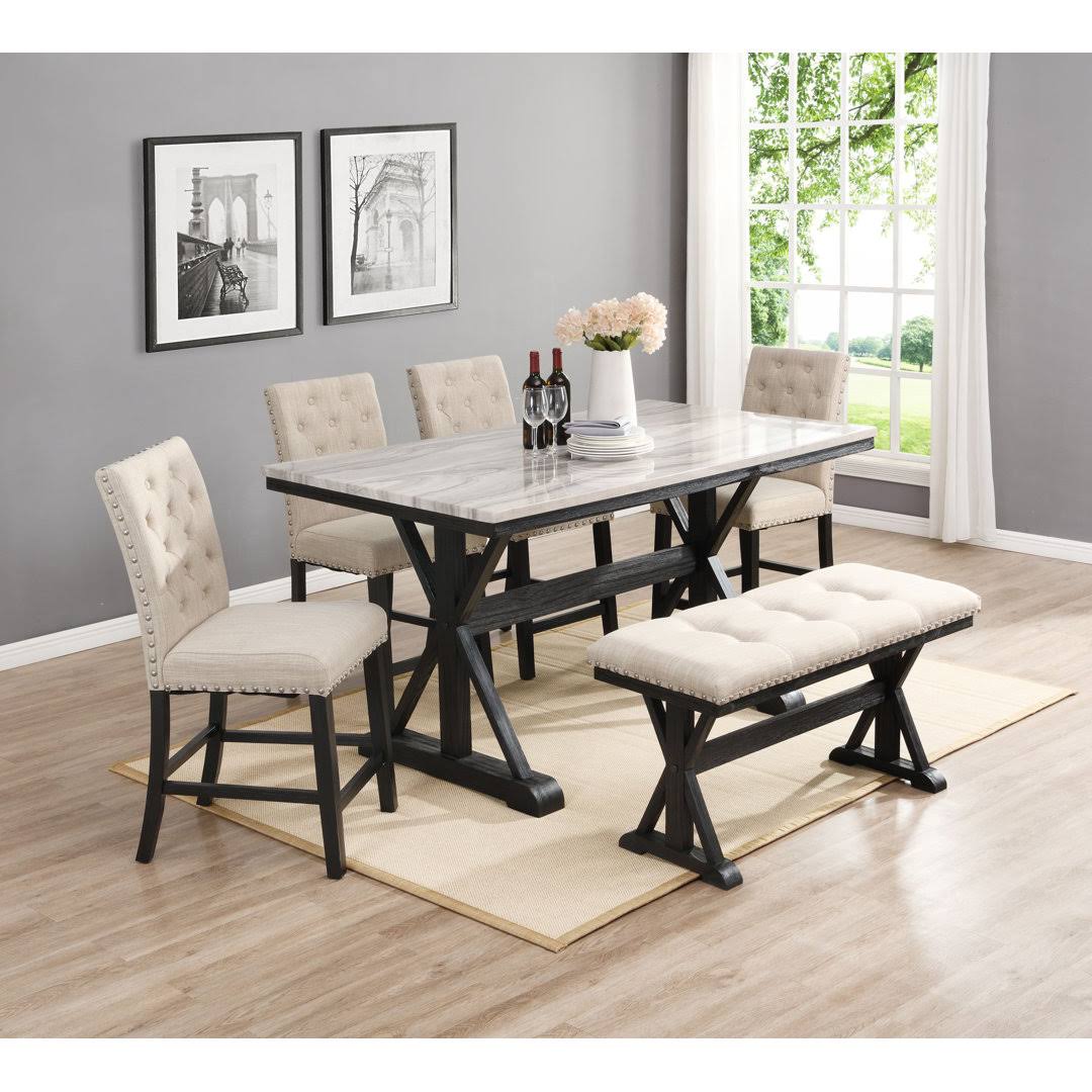 6 Person Counter Height Dining Set  Chair