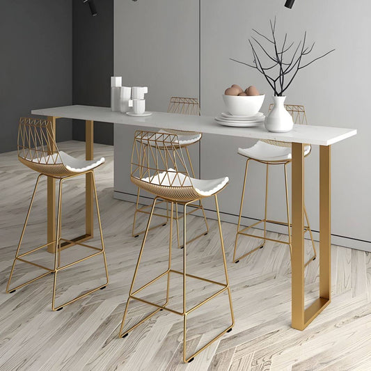 Top Glam Bar Table 42-Inch Height Gold Pedestal Bistro Table - White 39.4l X 15.7w X 41.3h Without Chairs