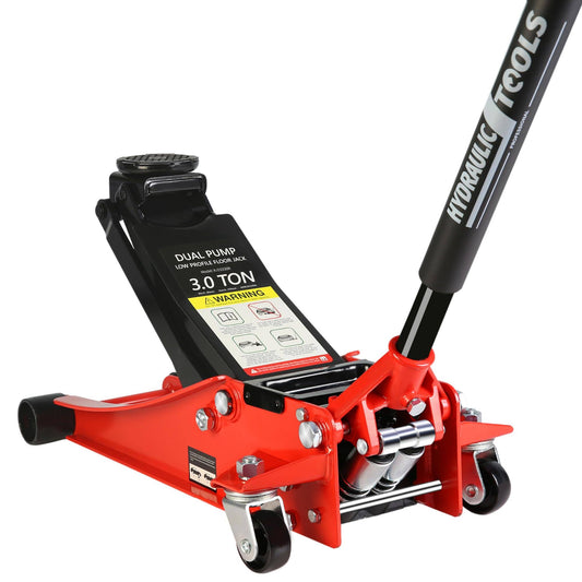 3 Ton Low Profile Trolley Floor Jack, Professional Steel Racing Floor Jack With Dual Pistons Quick Lift Pump,Red Heavy Duty Hydraulic Floor Jack