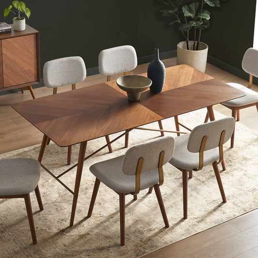 Walnut Wood Dining Set Table With 4 Chairs