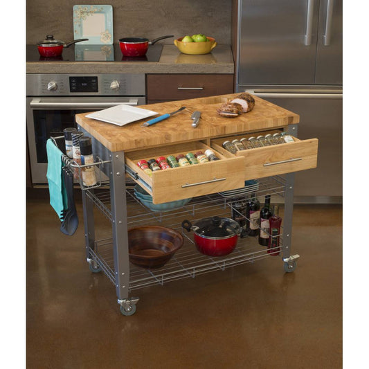 Thielsen Kitchen Cart With Wood Top