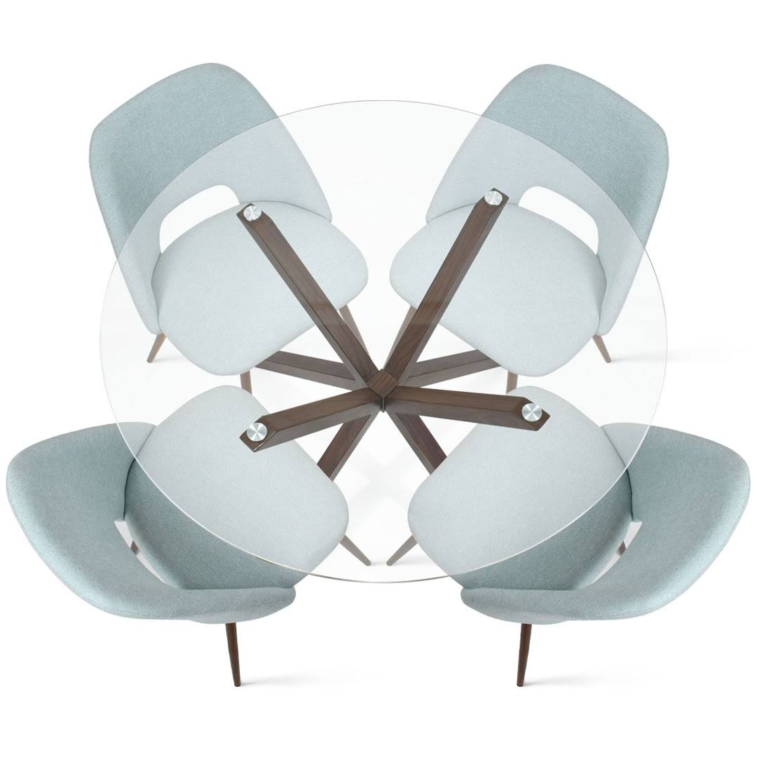 5-Piece 40 Inch Round Glass Dining Table Sets  Chair