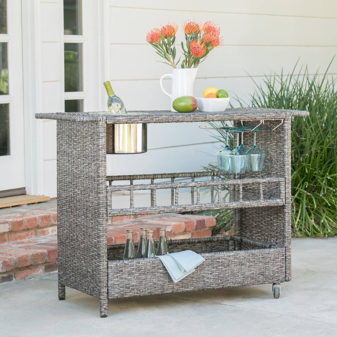 Wicker Bar Cart