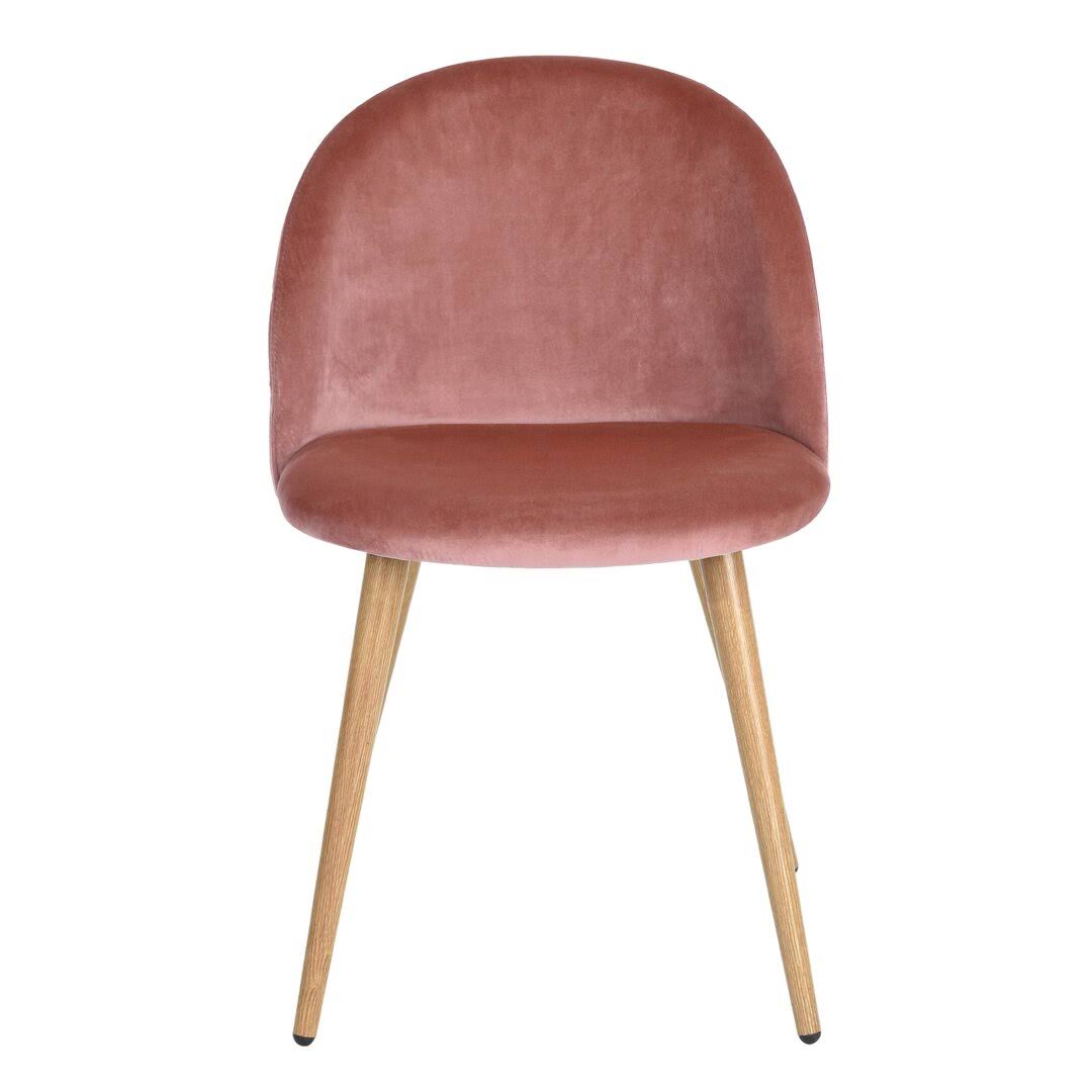 Solid Back Side Dining Chair With Wood Legs Linen Fabric Textile&Pellet Fleece Velvet Seat Material Kelly Clarkson Home Upholste