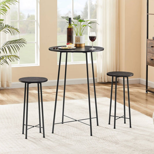 3 Piece Pub Dining Set, Modern Round Bar Table And Bar Stools For 2