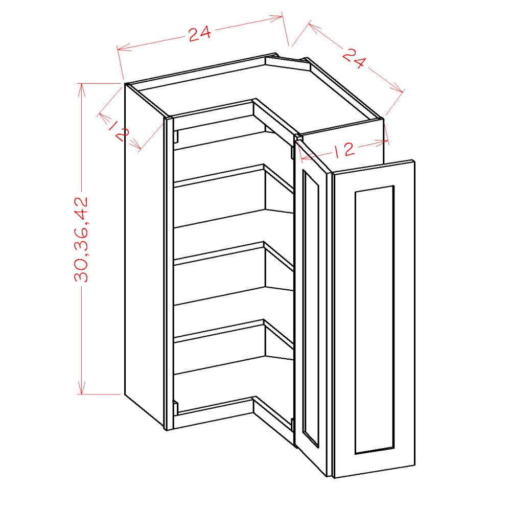 Wall Easy Reach Cabinet - 24w X 30h X 12d - Shaker White