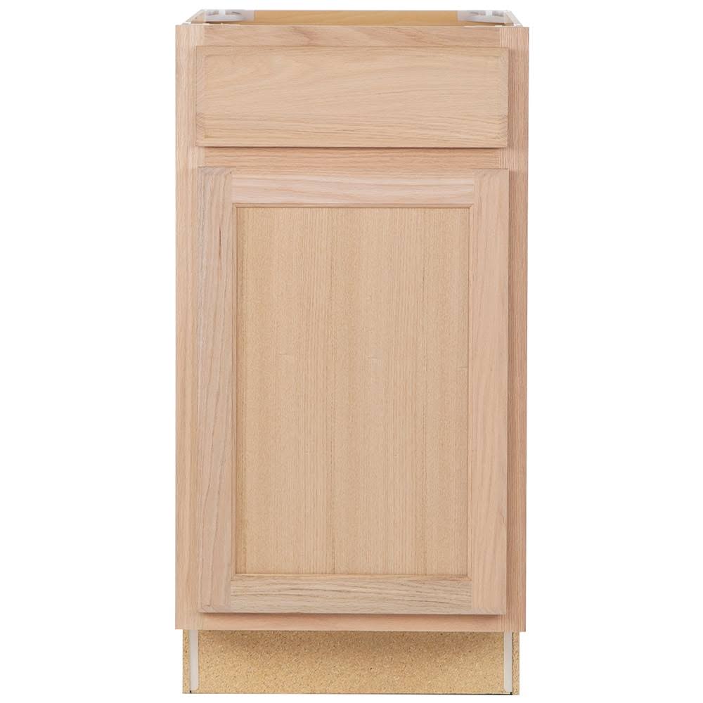 Source 18-In W X 35-In H X 23.75-In D Natural Unfinished Oak Door And Drawer Base Fully Assembled Cabinet