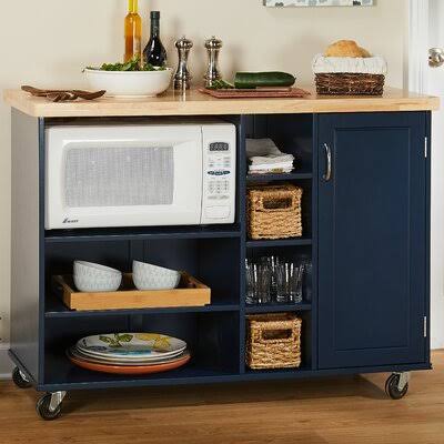 48 Kitchen Cart Solid Wood Top  Base Finish