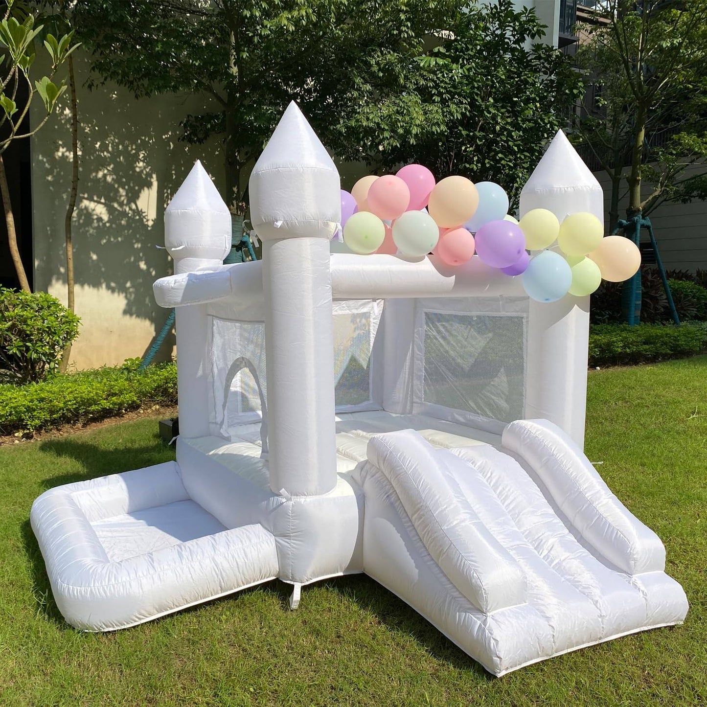 Wedding Inflatable Bounce House With Blower Jump House With Slide For Kids Party Wedding Family Castle 9ftl×9ftw×7fth