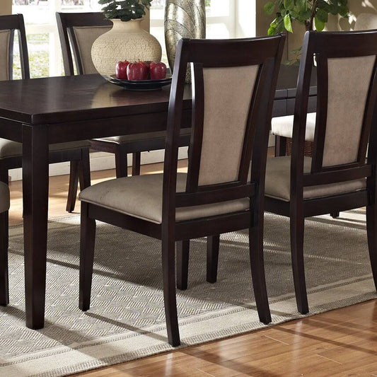 Upholstered Slat Back Side Chair In Espresso