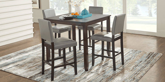 View Brown Cherry 3 Pc Counter Height Dining Set With Gray Stools