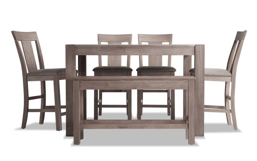 54 X 54 6 Piece Counter Set In Gray Rustic Dining Room Sets Solid Acacia/Acacia Veneers By Bobs Discount Furniture