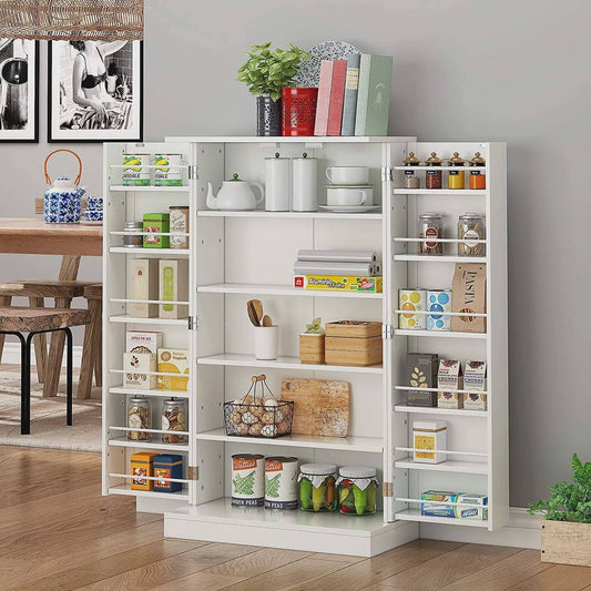 41 Inch Kitchen Pantry, Farmhouse Pantry Cabinet, Storage Cabinet With Doors And Adjustable Shelves 41 Inch H X 23.2 Inch W X 12 Inch D