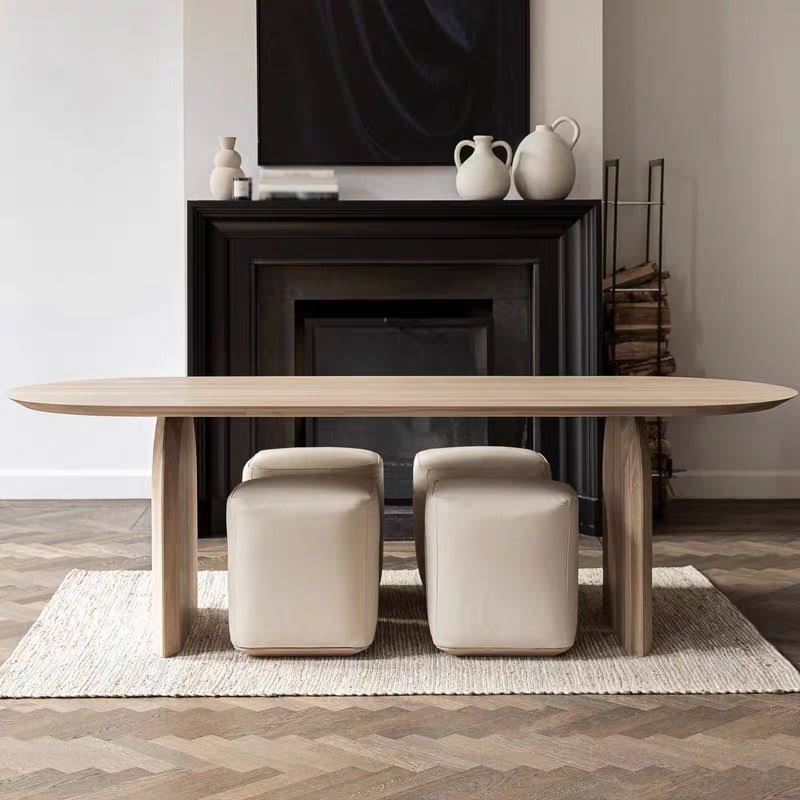 Table Dinette Table Contemporary Solid Wood Dinner Room Table With Double Pedestal - 59.1l X 27.6w X 29.5h Without Chairs