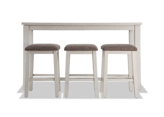 4 Piece Work/Bar Set In White Rustic Bar Sets Acacia Veneers By Bobs Discount Furniture