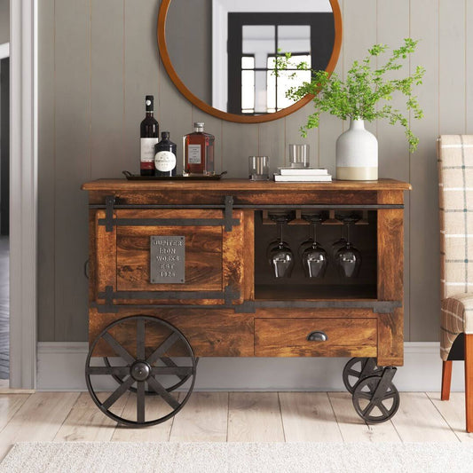 Two Door One Drawer Bar Cart