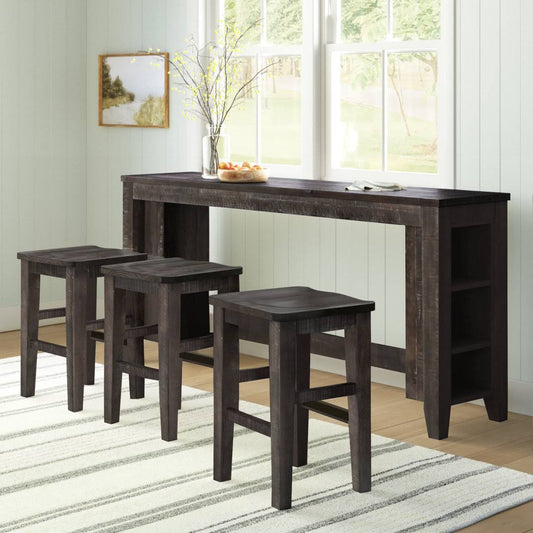 3 Person Counter Height Solid Wood Dining Set Sand & Stable Table Base